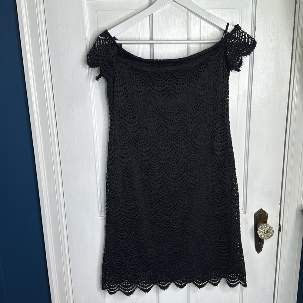 Lilly Pulitzer Jade Dress Black Scalloped Shell Lace W1527 Sz 8 - Picture 8 of 11